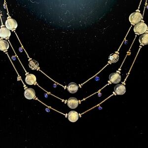 Chic Multi-Strand Necklace with Blue and Silver Accents